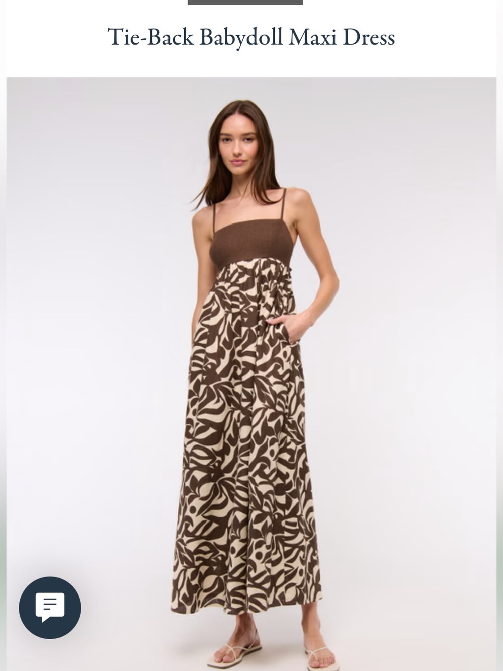 Tie-Back Babydoll Maxi Dress - Brown/Cream